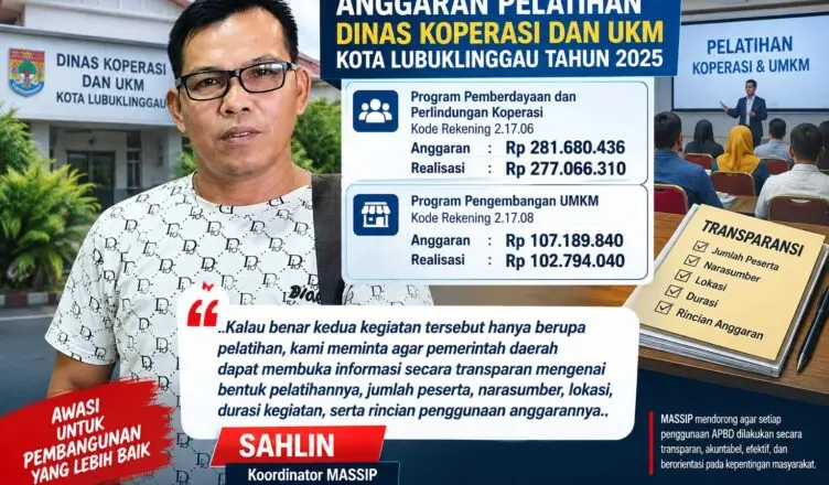 MASSIPP Soroti Anggaran Pelatihan Dinas Koperasi dan UKM Lubuklinggau